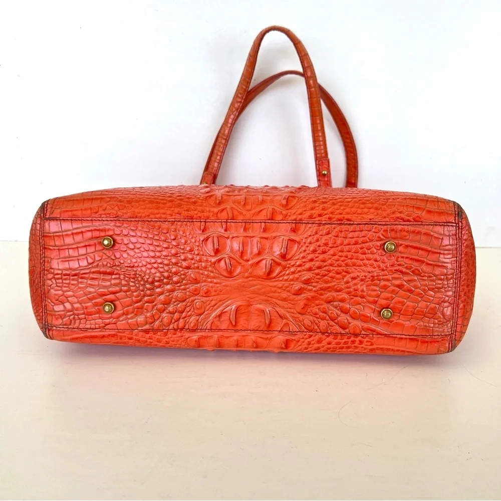 BRAHMIN Melbourne Orange Croc Emboss Leather Gold Hardware Medium Shoulder Tote - Picture 7 of 16